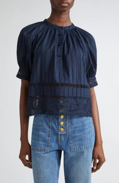 Ulla Johnson Faye Puff Sleeve Top In Blue