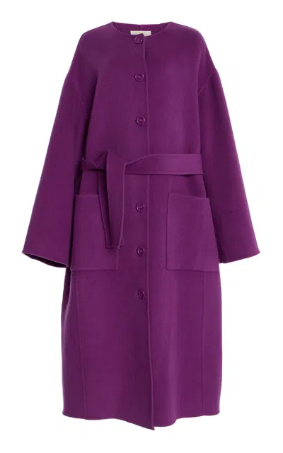 Ulla Johnson Fernanda Double Faced Wool Oversized Coat In Purple