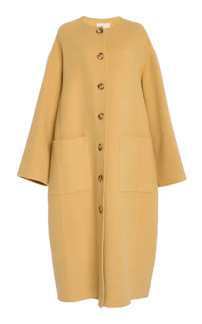 Ulla Johnson Fernanda Double Faced Wool Oversized Coat In Yellow