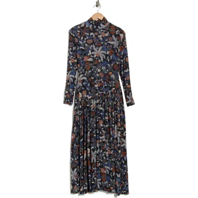 Ulla Johnson Fernanda Turtleneck Long Sleeve Drop Waist Dress In Black