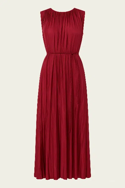 Ulla Johnson Fianna Pleated Midi Dress In Claret In Red