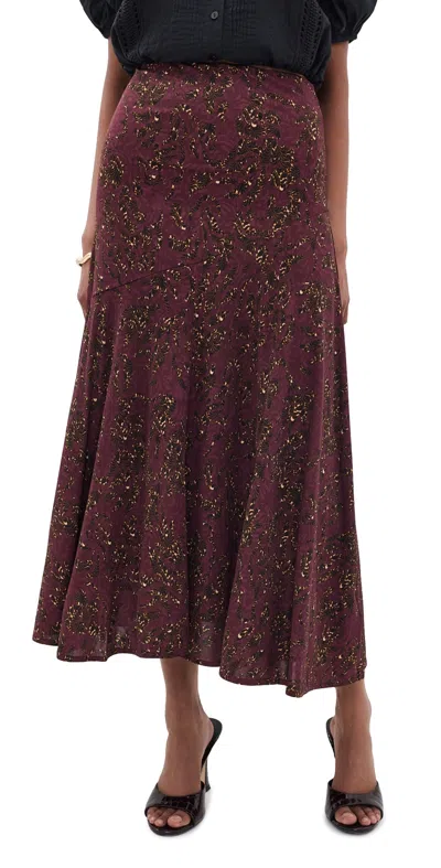 Ulla Johnson Fiona Jersey Skirt Claret Floral