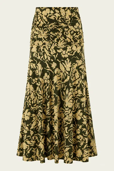 Ulla Johnson Fiona Jersey Skirt In Khaki Floral In Multi
