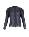 Ulla Johnson Fiona See-through Blouse In Navy Blue Silk In Blue