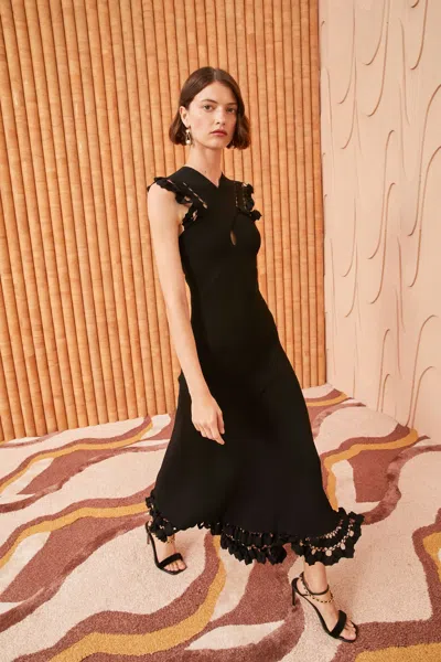 Ulla Johnson Fiora Sleeveless Embellished Knit Midi Dress In Black