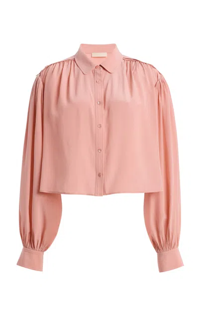 Ulla Johnson Fiore Silk Cropped Blouse In Pink