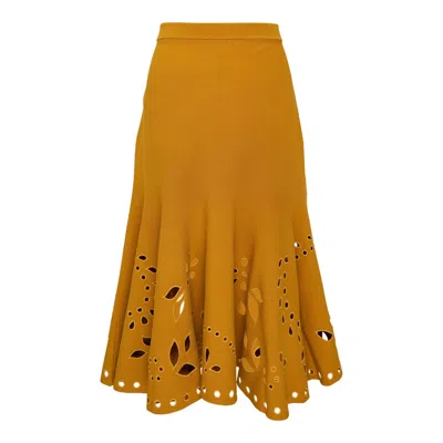 Ulla Johnson Fiorella Knit Midi Skirt In Gold