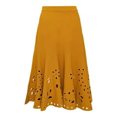 Ulla Johnson Fiorella Knit Midi Skirt In Gold