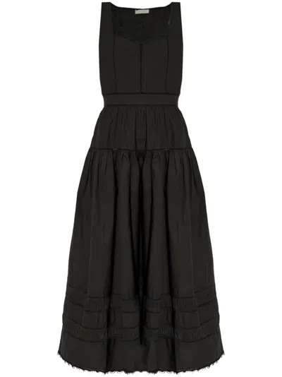 Ulla Johnson Isadora Ruched Lace-inset Sweetheart Maxi Dress In Black