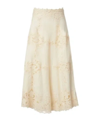 Ulla Johnson Fleur Crochet-trimmed Linen Midi Skirt In White