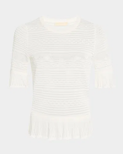 ULLA JOHNSON FLORA SEMI-SHEER TEXTURAL KNIT TOP