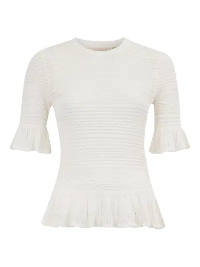 Ulla Johnson Flora Ruffled Knitted Top In Ivory