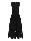 Ulla Johnson Rosaline Ribbed-knit And Broderie Anglaise Jersey Midi Dress In Black