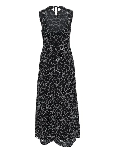 Ulla Johnson Floral-embroidered Midi Dress In Black