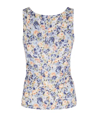 Ulla Johnson Floral Gathered Top In Blue