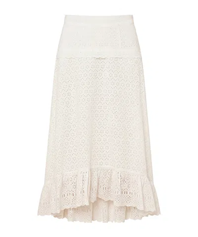Ulla Johnson Floral Geometric Midi Skirt In White