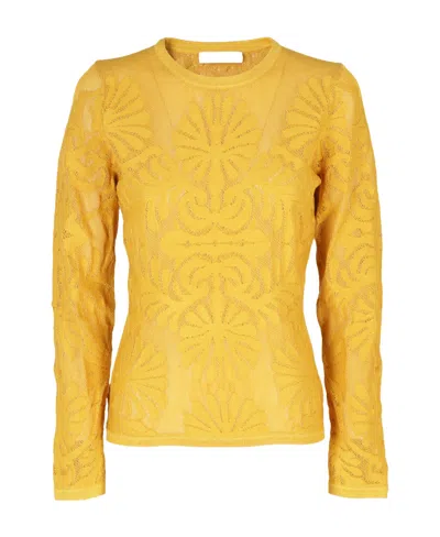 Ulla Johnson Floral Jacquard Pullover In Yellow