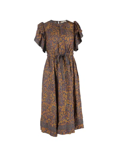 Pre-owned Ulla Johnson Floral-pattern Midi Dress In Blue