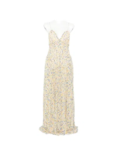 Ulla Johnson Floral Pleated Maxi Dress In Yellow