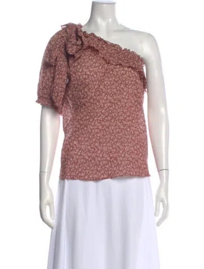 Pre-owned Ulla Johnson Floral Print Asymmetrical Blouse In Purple