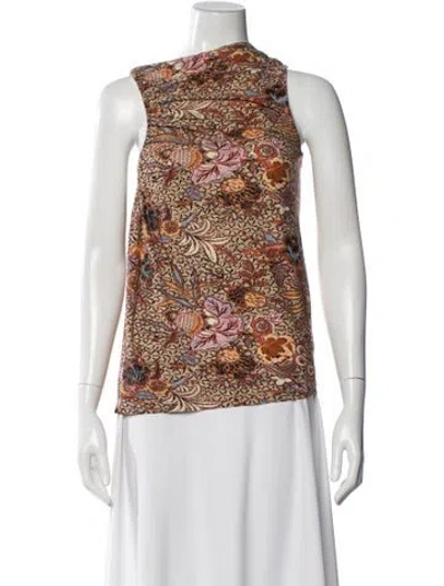 Pre-owned Ulla Johnson Floral Print Asymmetrical Top In Blue
