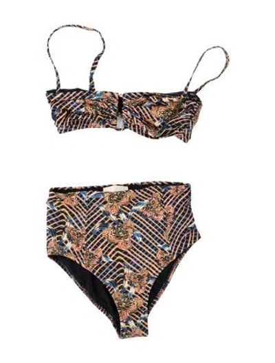 Pre-owned Ulla Johnson Floral Print Bikini In Blue
