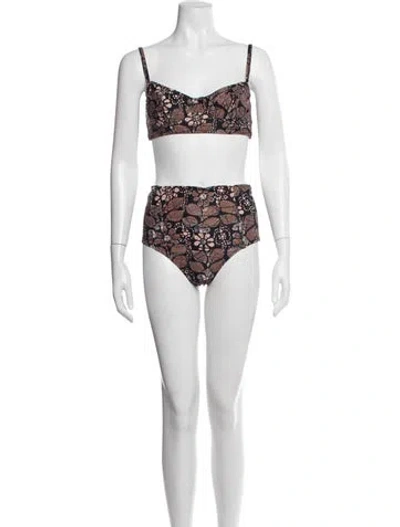 Pre-owned Ulla Johnson Floral Print Bikini In Brown