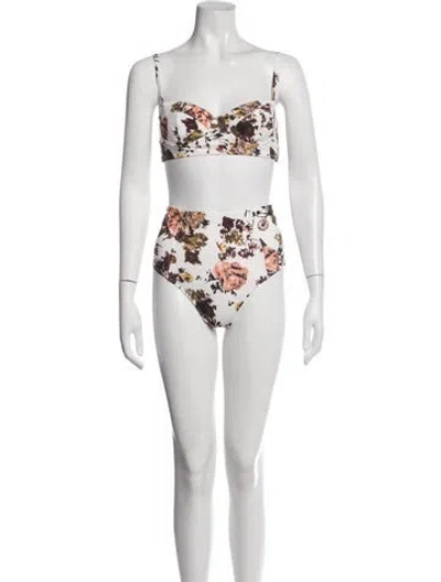 Pre-owned Ulla Johnson Floral Print Bikini In Neutrals