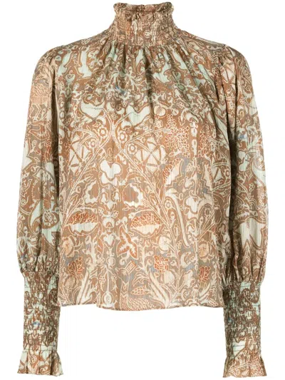 Ulla Johnson Floral-print Blouse In Neutrals