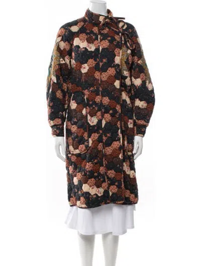 Pre-owned Ulla Johnson Floral Print Coat In Orange
