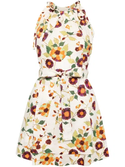 Ulla Johnson Floral-print Cotton Mini Dress In White
