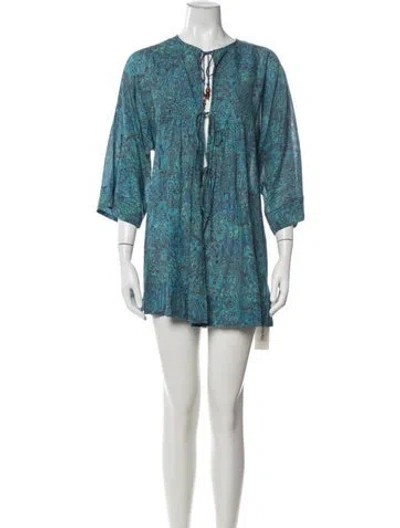 Pre-owned Ulla Johnson Floral Print Cover-up W/ Tags In Blue
