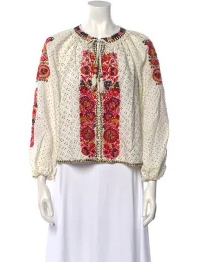 Pre-owned Ulla Johnson Floral Print Crew Neck Blouse