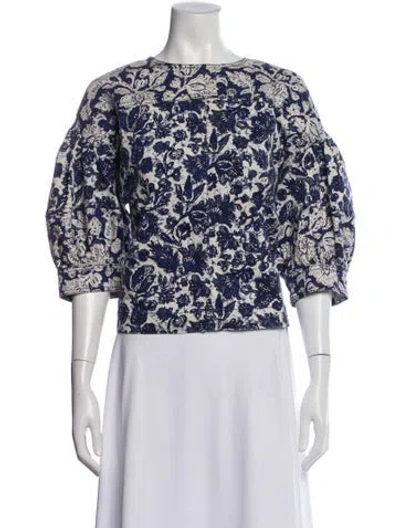 Pre-owned Ulla Johnson Floral Print Crew Neck Blouse