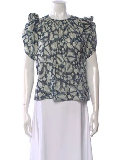 Pre-owned Ulla Johnson Floral Print Crew Neck Blouse