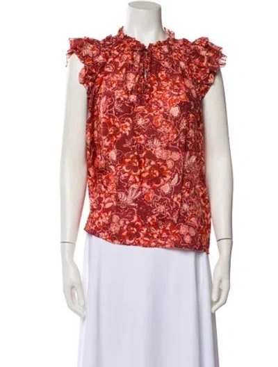 Pre-owned Ulla Johnson Floral Print Crew Neck Blouse In Black