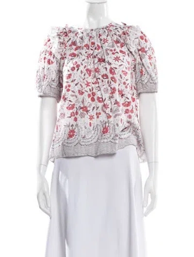 Pre-owned Ulla Johnson Floral Print Crew Neck Blouse In Multi