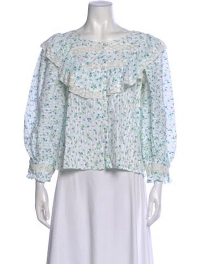 Pre-owned Ulla Johnson Floral Print Crew Neck Blouse In Multi