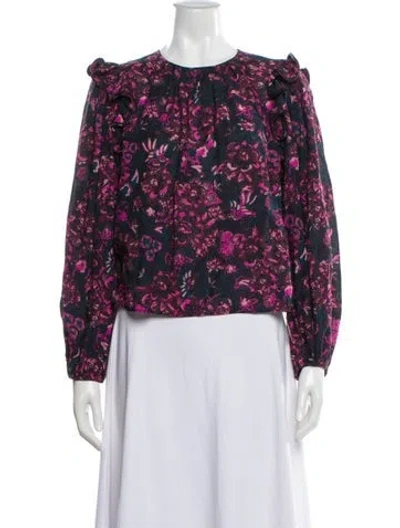 Pre-owned Ulla Johnson Floral Print Crew Neck Blouse In Multi