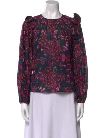 Pre-owned Ulla Johnson Floral Print Crew Neck Blouse In Multi