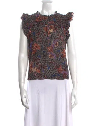 Pre-owned Ulla Johnson Floral Print Crew Neck Blouse In Multi