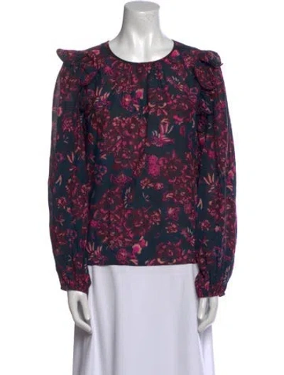 Pre-owned Ulla Johnson Floral Print Crew Neck Blouse In Multi