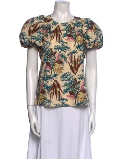 Pre-owned Ulla Johnson Floral Print Crew Neck Blouse In Multi
