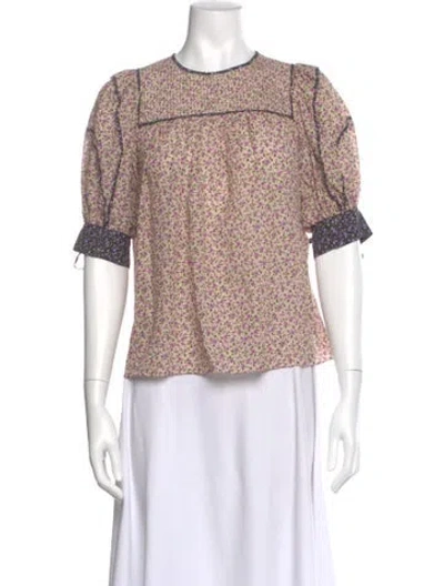 Pre-owned Ulla Johnson Floral Print Crew Neck Blouse In Multi