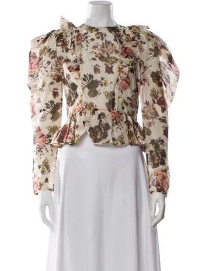 Pre-owned Ulla Johnson Floral Print Crew Neck Blouse In Multi