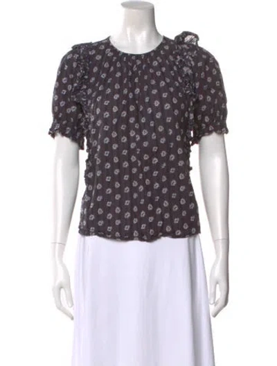 Pre-owned Ulla Johnson Floral Print Crew Neck Blouse In Multi