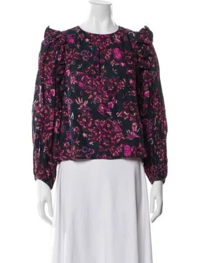 Pre-owned Ulla Johnson Floral Print Crew Neck Blouse In Multi