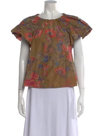 Pre-owned Ulla Johnson Floral Print Crew Neck Blouse In Multi