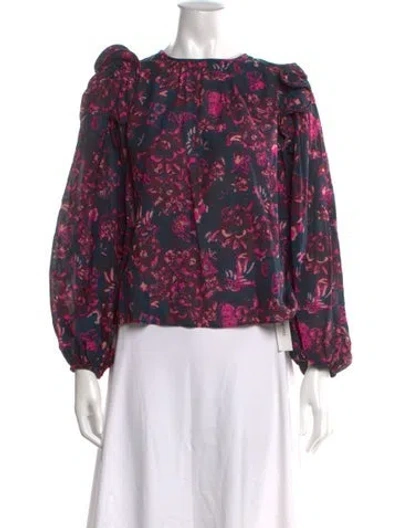Pre-owned Ulla Johnson Floral Print Crew Neck Blouse In Multi
