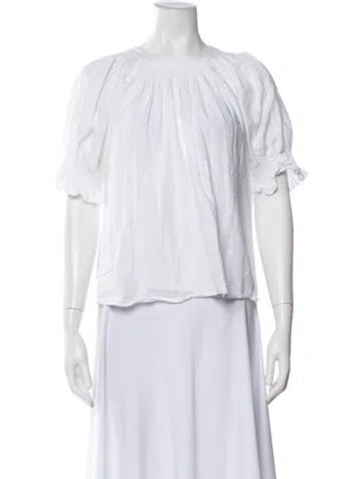 Pre-owned Ulla Johnson Floral Print Crew Neck Blouse In Neutral